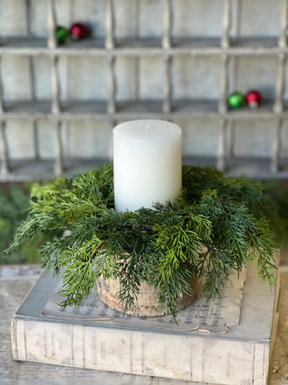 18" Verdant Cedar Candle Ring Wreath