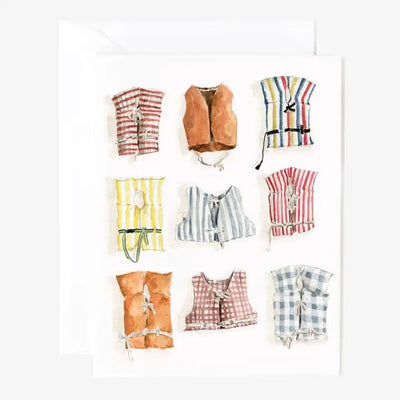 Set of 8 Boat Coats Safety Vests Notecards