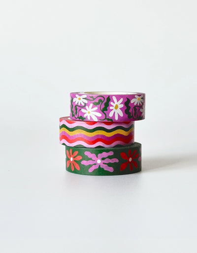 Set of 3 Wavy Daisy Washi Tape