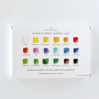 Watercolor Paint Set - 18 Colors with Brush