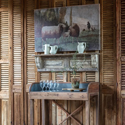 Weathered Wall Shelf with Aged Paint