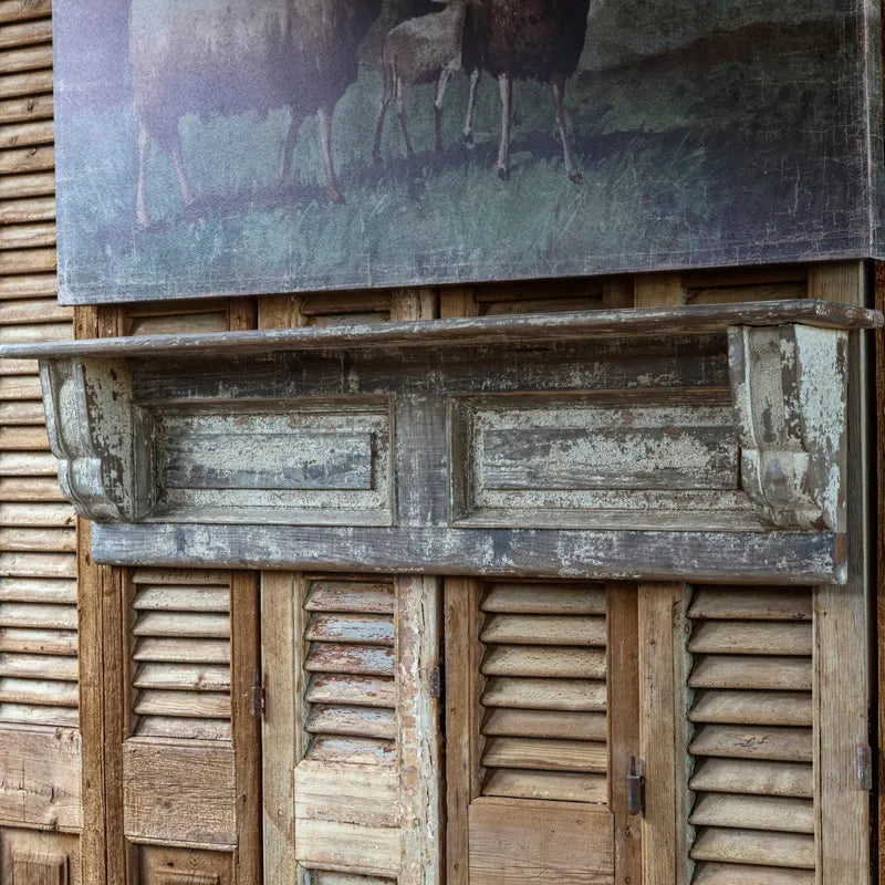 Weathered Wall Shelf with Aged Paint