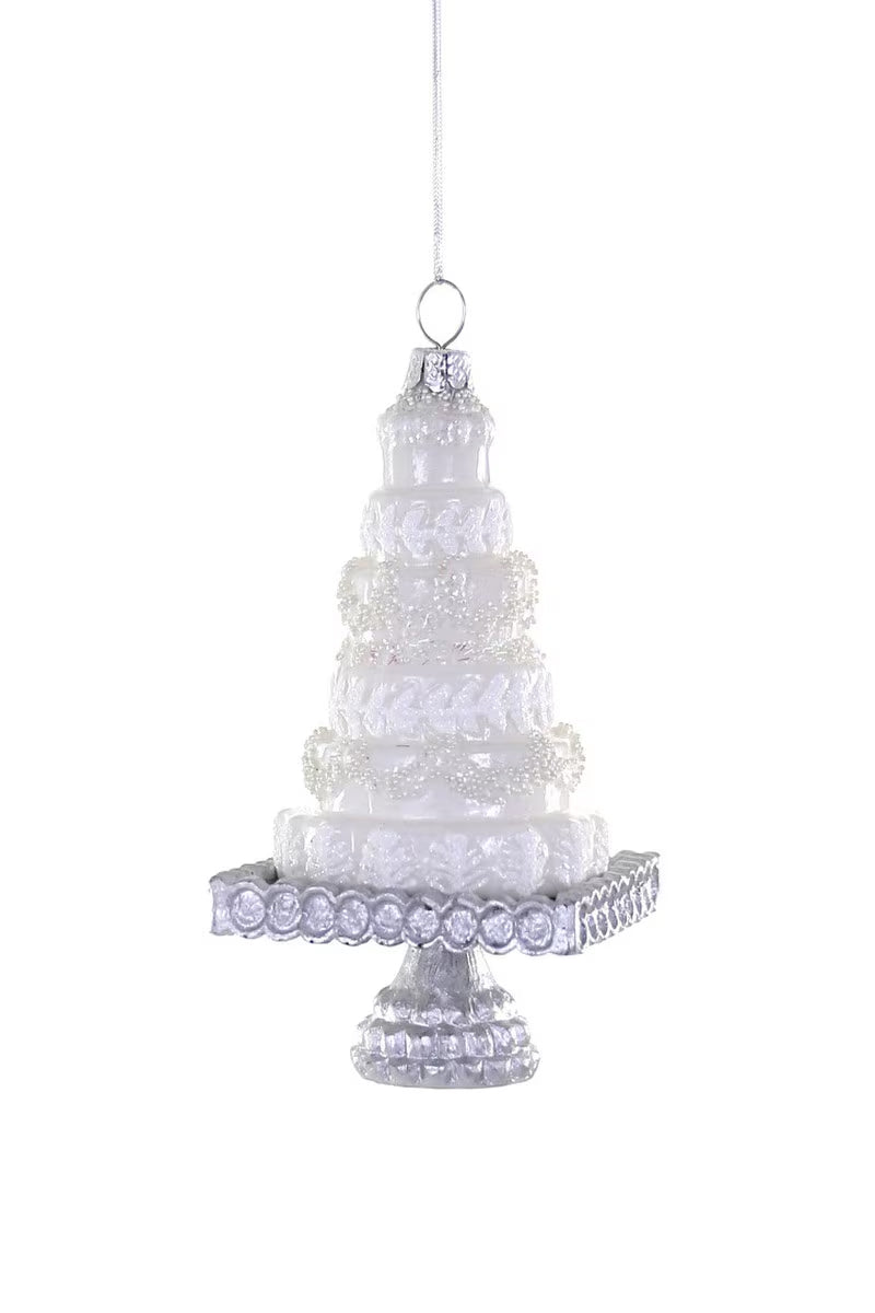 Cody Foster Glass Tiered Wedding Cake Ornament