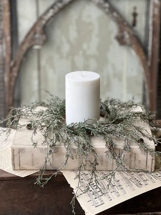 14" Weeping Cedar Candle Ring Wreath