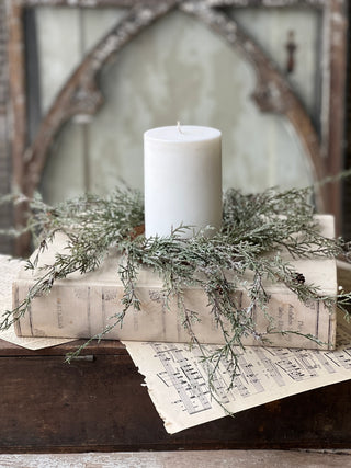 14" Weeping Cedar Candle Ring Wreath
