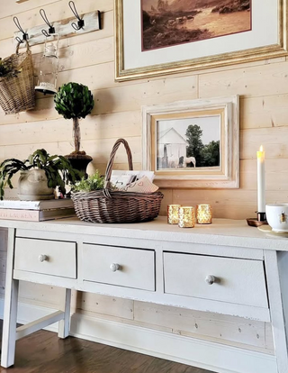 White Distressed Reclaimed Wood Console Table