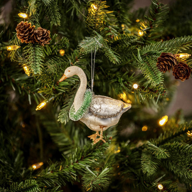 White Goose Glass Ornament