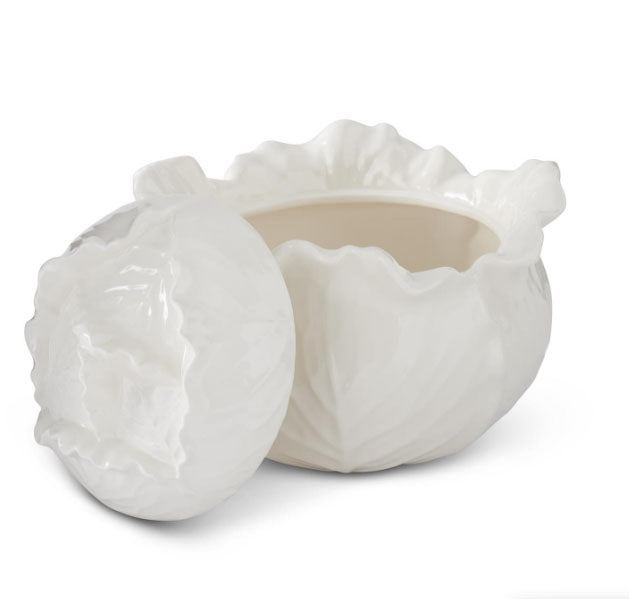White Lidded Cabbage Bowl