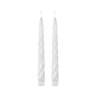 Set of 2 9.75" White Spiral LED Taper Candles With Timer