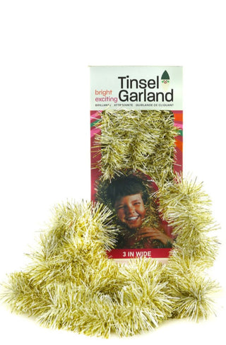 Retro Box Tinsel Garland - White and Gold