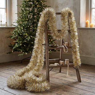 Retro Box Tinsel Garland - White and Gold