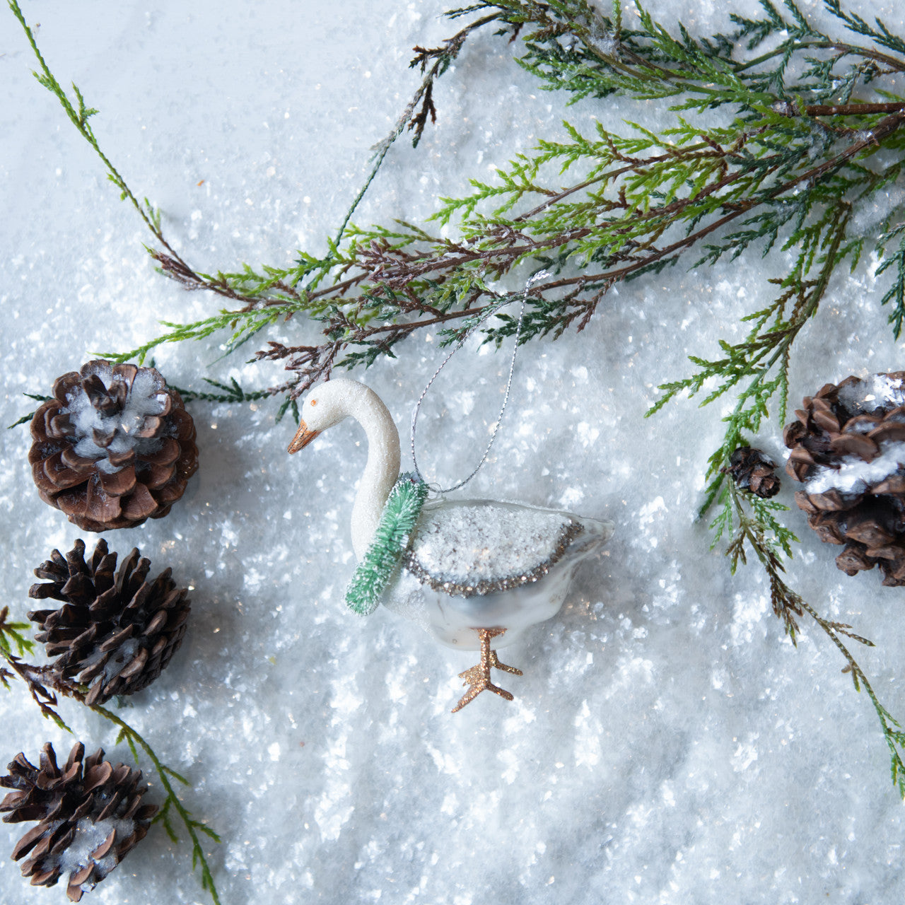 White Goose Glass Ornament