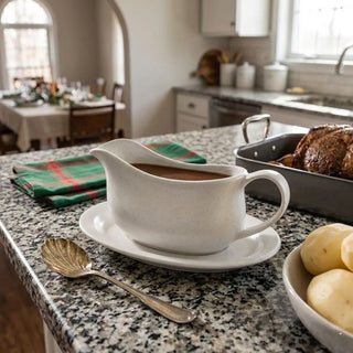 White Stoneware Gravy Boat