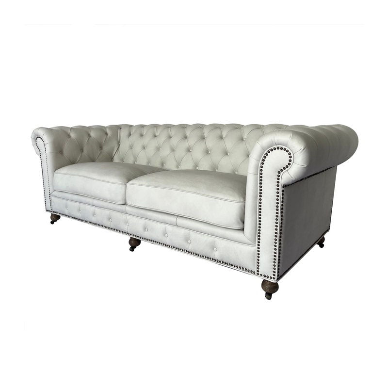 Off White Chesterfield Leather Sofa