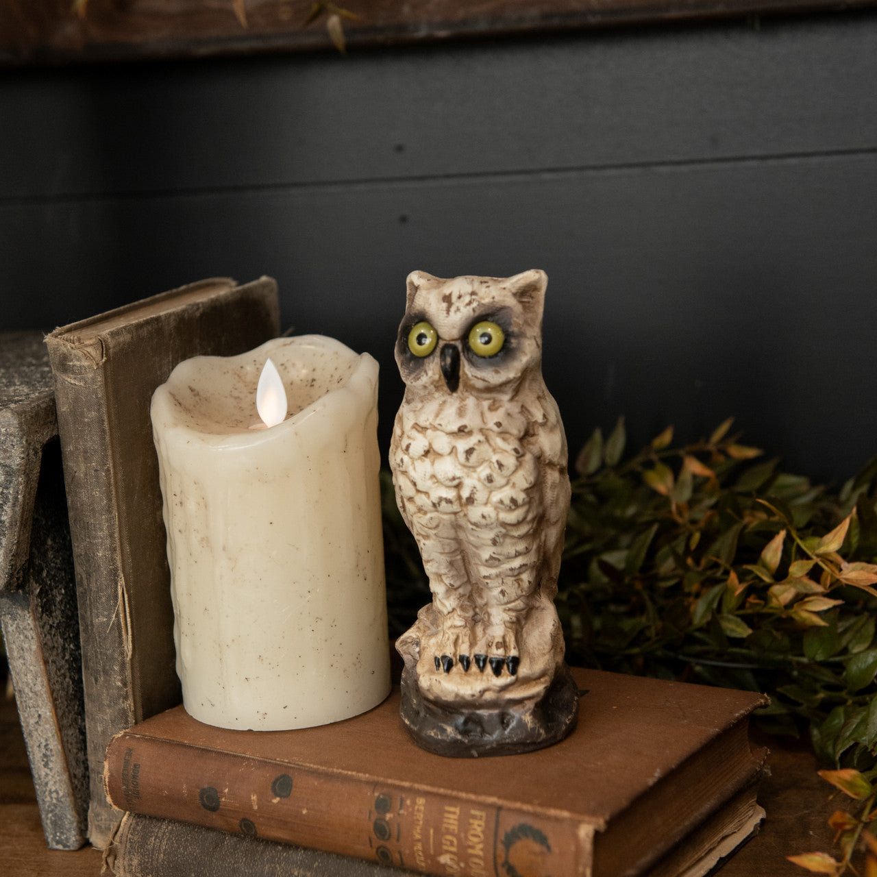 Vintage Style Paper Mache White Owl