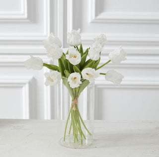 13" Real Touch Parrot Tulip Bundle - White