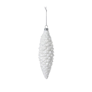 Frosted White Pinnacle Pine Cone Glass Ornament