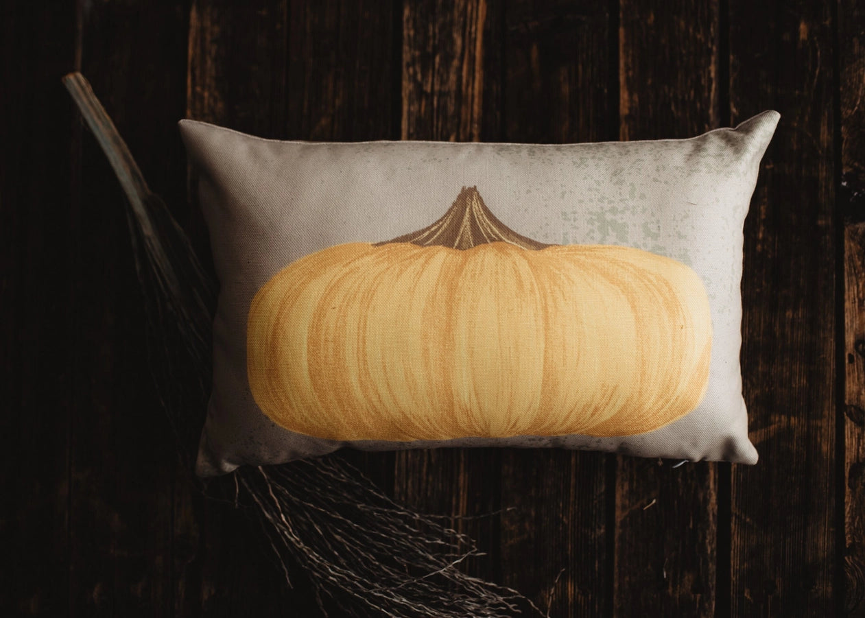 The Primitive Flat Yellow Pumpkin Pillow Cover - Choose Size