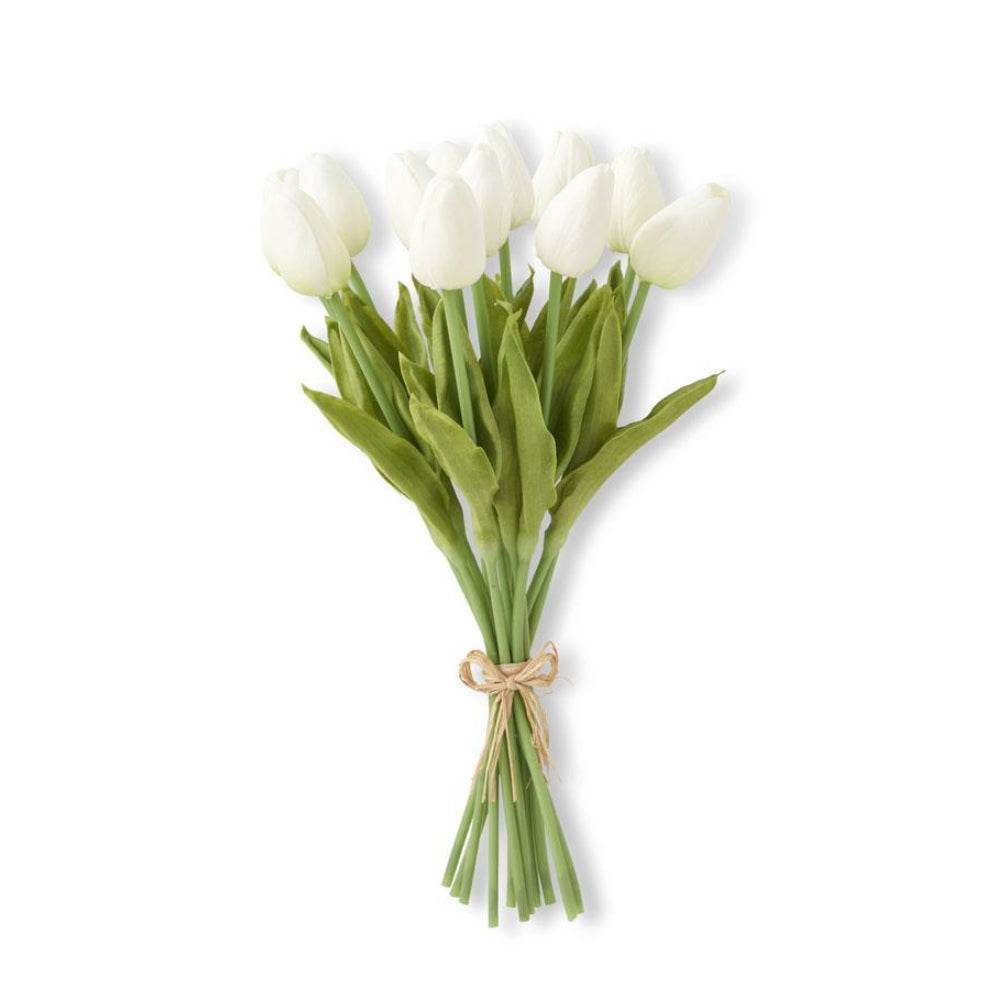 12 Piece Real Touch Tulip Bundle - White