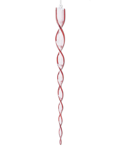 21" Red & Clear Glass Flat Spiral Icicle Ornament - Choose Style