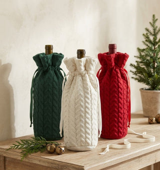 Cable Knit Wine Bag — Choose Color