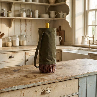 Insulated Canvas and Willow Single Bottle Wine Basket