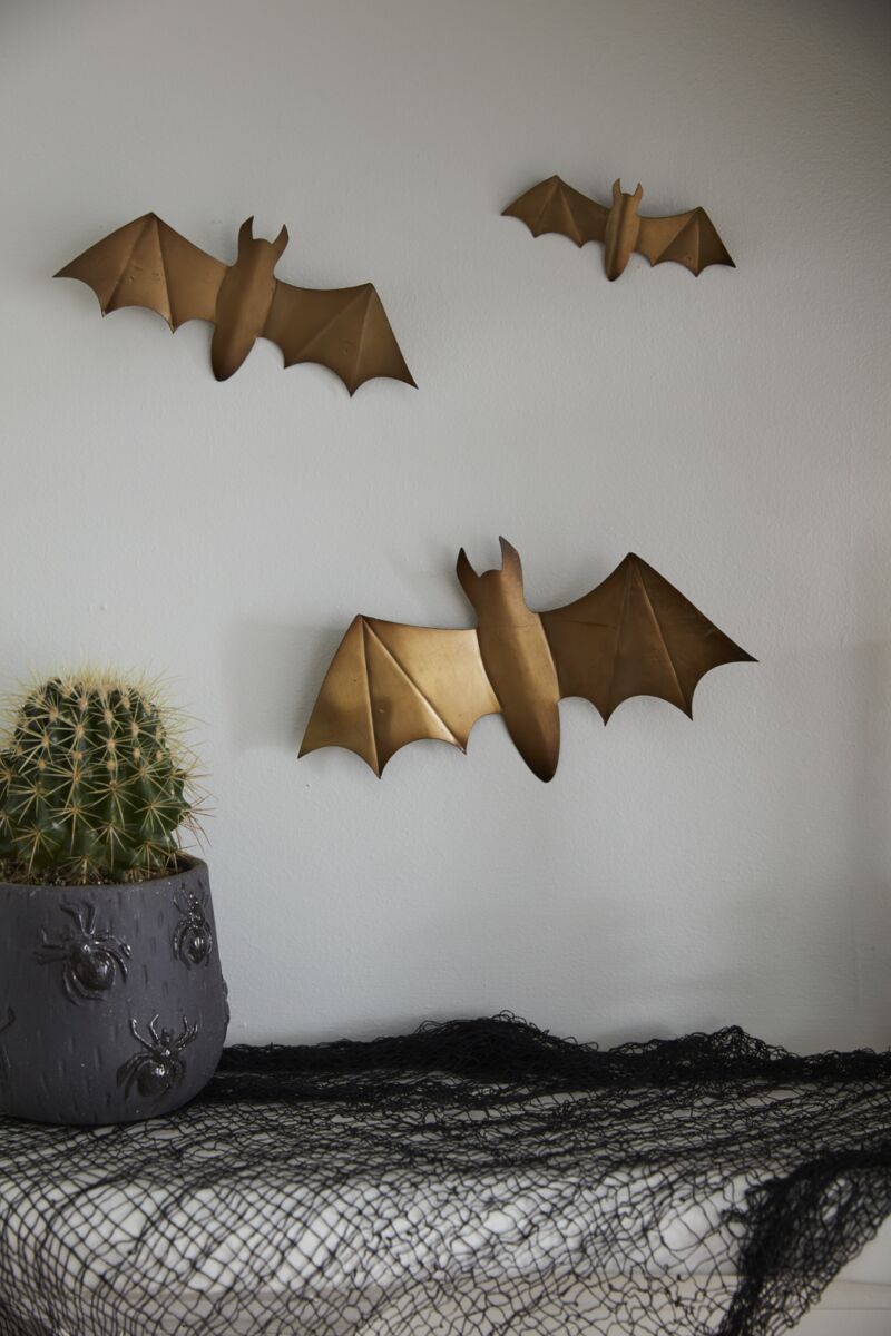 Set of 3 Gold Winged Bat Wall Decor