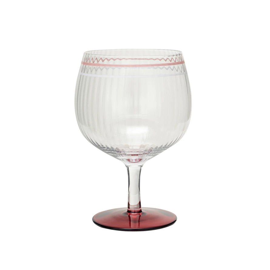 20oz Hand Painted Vintage Style Wine Glass