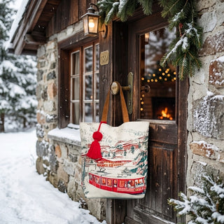 Winter Village Scene Tote