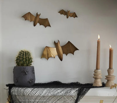 Set of 3 Gold Winged Bat Wall Decor