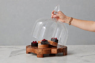 Quatrefoil Trivet Riser and Glass Dome - Sold Individually or as a Set