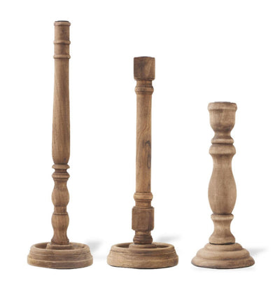 Set of 3 Mismatched Wooden Taper Candle Holders