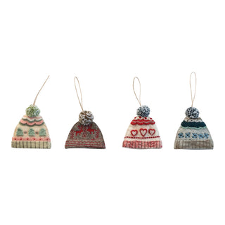 Handmade Wool Felt Hat Shaped Embroidered Ornament - Choose Style