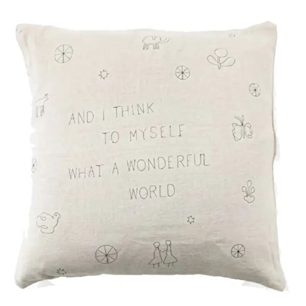 24" Stone Washed Linen Pillow with Down Fill - What a Wonderful World