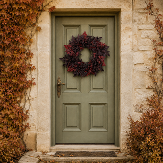 24" Burgundy Berry and Bugbane Leaf Wreath
