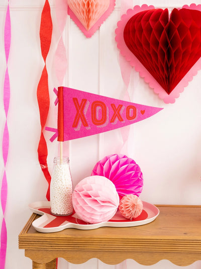 XOXO Valentine Felt Pennant - Dark Pink