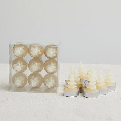 Set of 9 Tree Tealight Candles - Choose Color