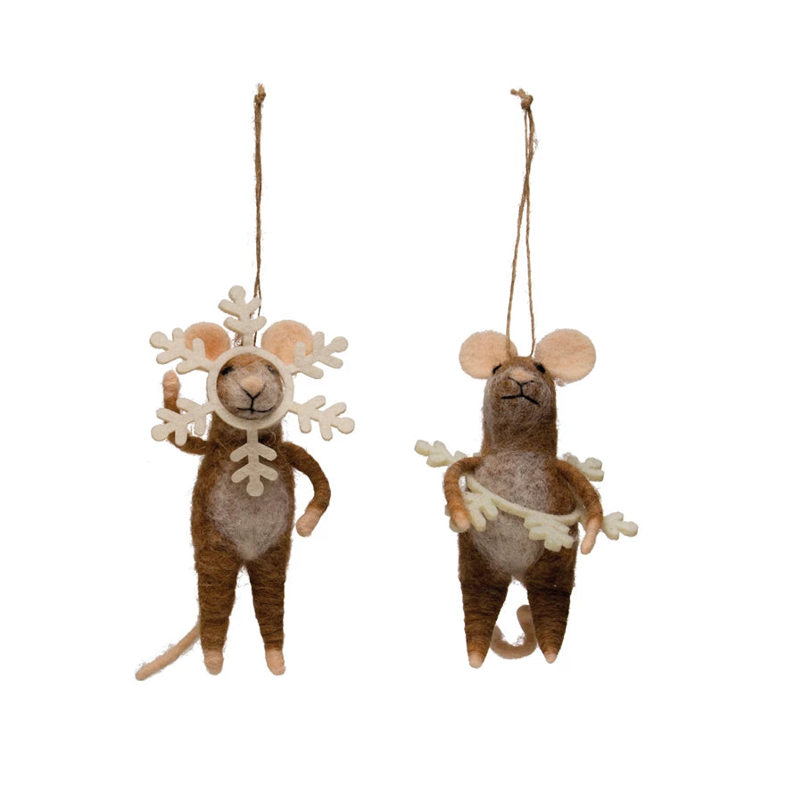 Set of 2 Snowflake Mouse Ornaments