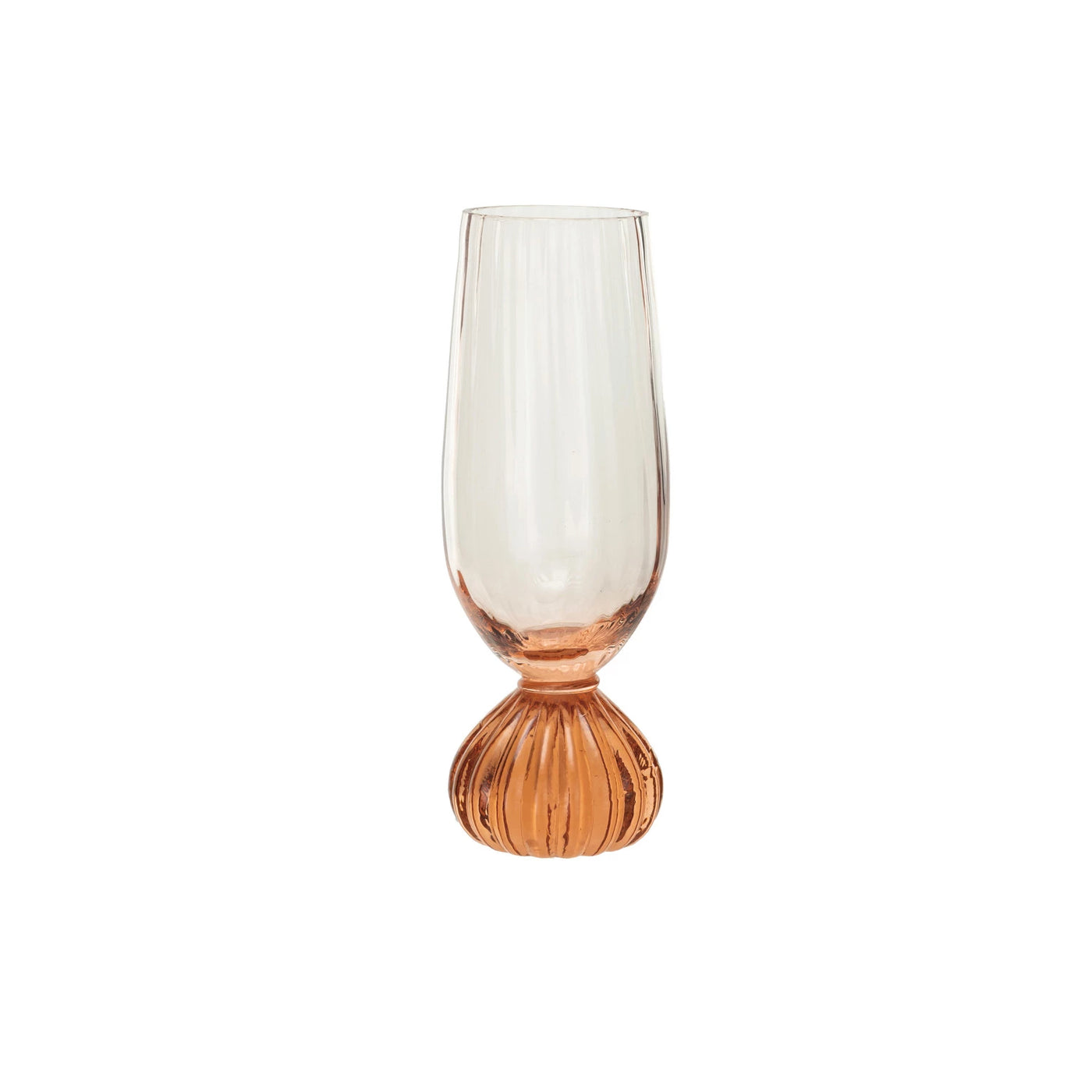 Pink Ribbed Footed Champagne Glass