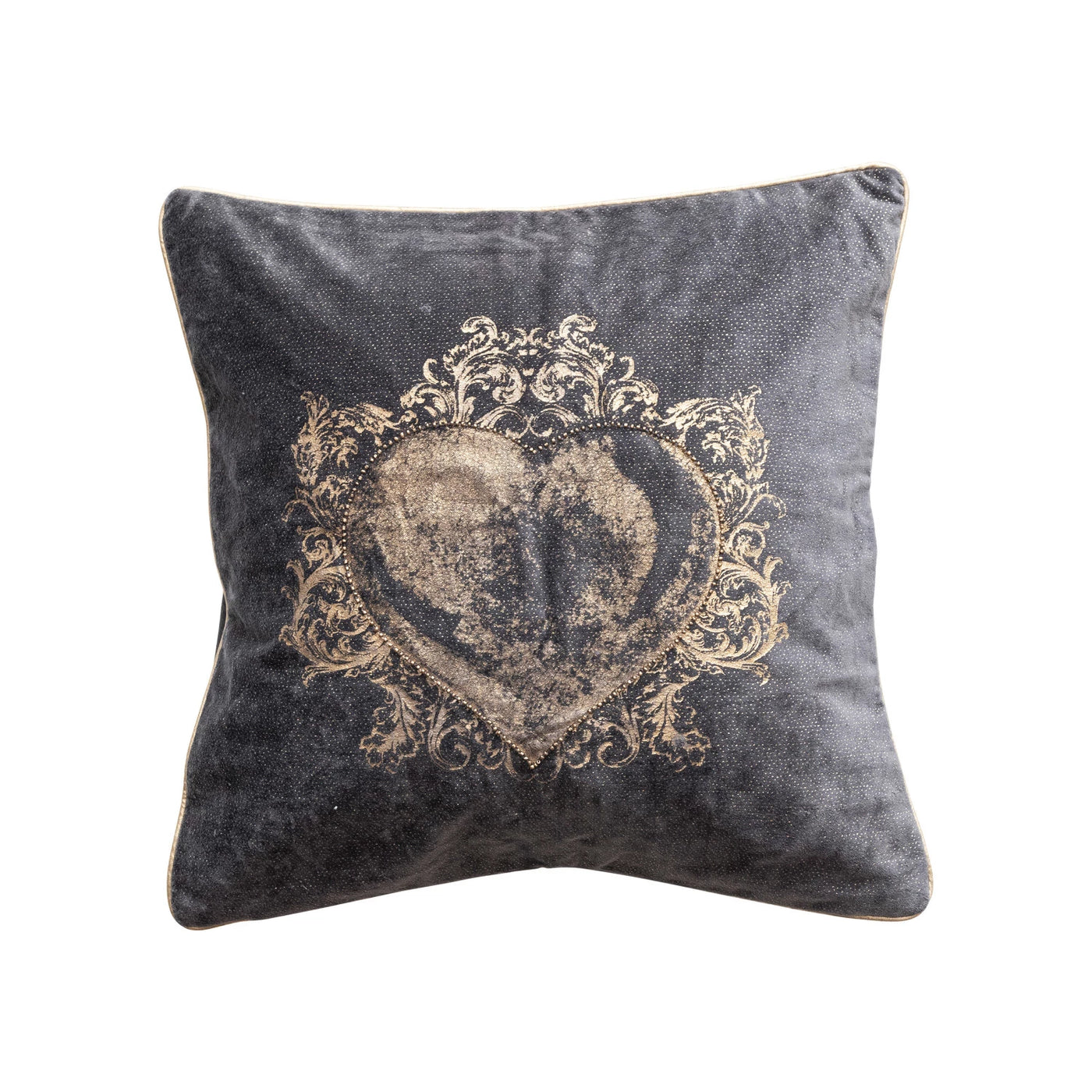 18" Navy Velvet Heart Pillow