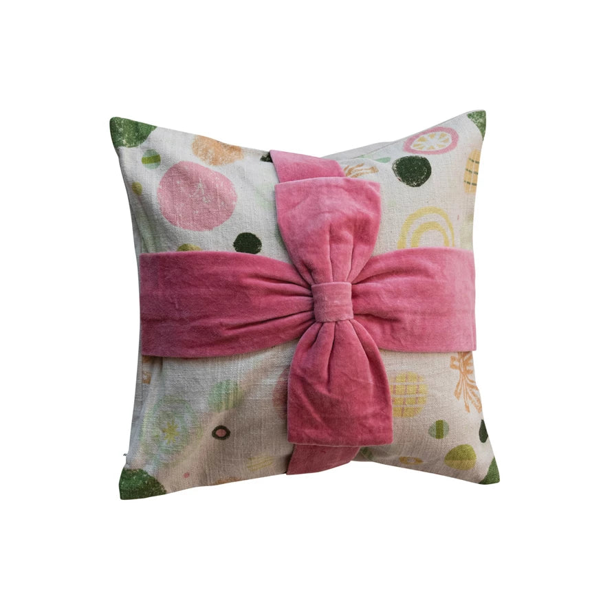 16" Velvet Bow Pillow