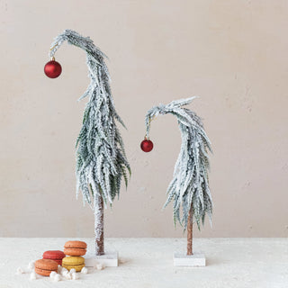 Whimsical Evergreen Tree with Red Ornament - Choose Size
