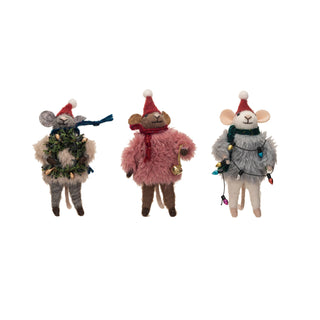 Handmade Wool Felt Christmas Mice - Choose Style
