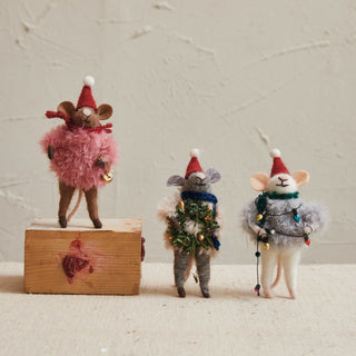 Handmade Wool Felt Christmas Mice - Choose Style