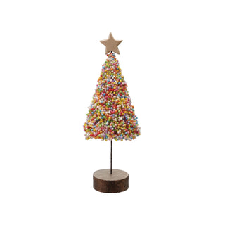 Colorful Bead Christmas Tree with Wood Base