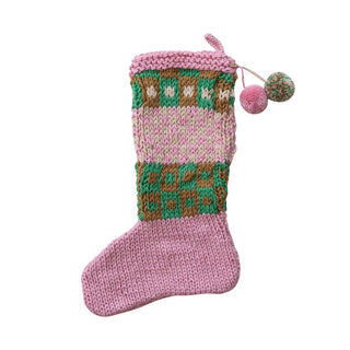 Festive Knit Stocking with Pom Poms