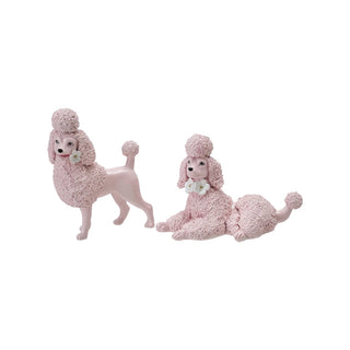 Resin Vintage Style Pink Poodle Ornament with Flowers- Choose Style