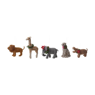 Handmade Wool Felt Christmas Safari Animal Ornament - Choose Style