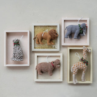 Handmade Wool Felt Christmas Safari Animal Ornament - Choose Style