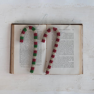 Beaded Candy Cane Ornament - Choose Style